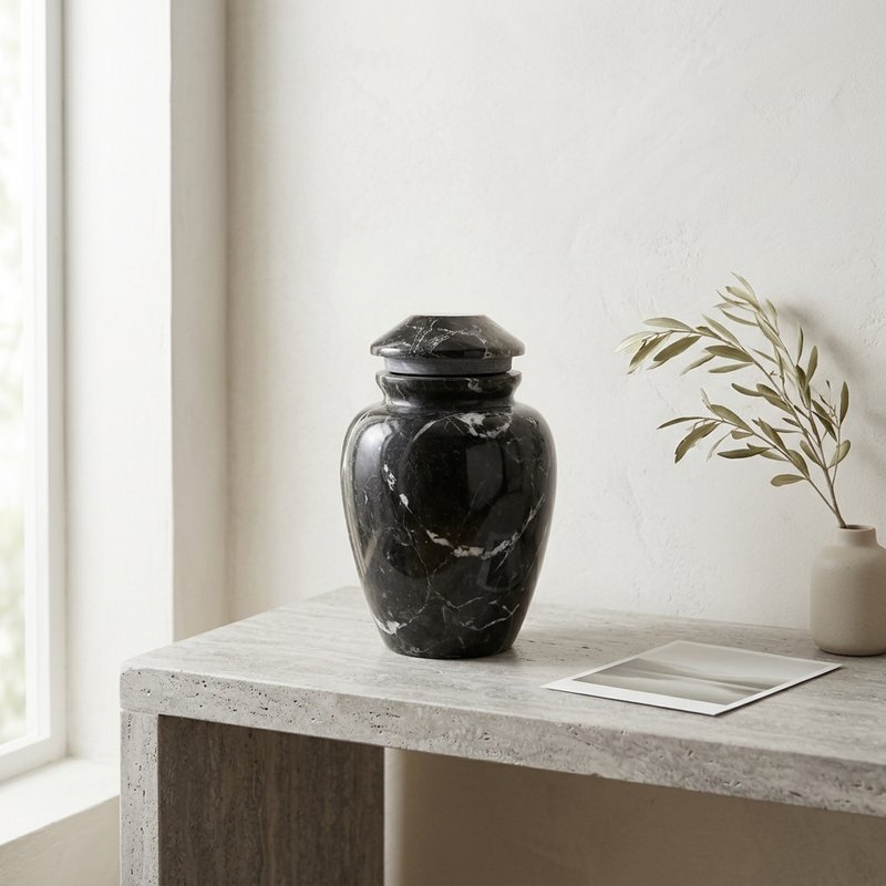 Black Zebra Marble Ash Urn - product image 1