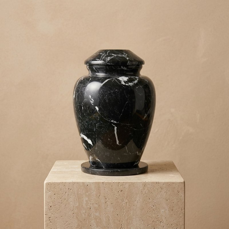 Black Zebra Marble Ash Urn - product image 3